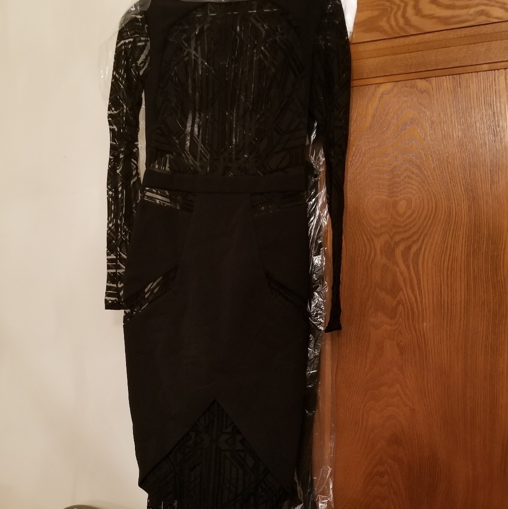 Black long sleeve cocktail dress